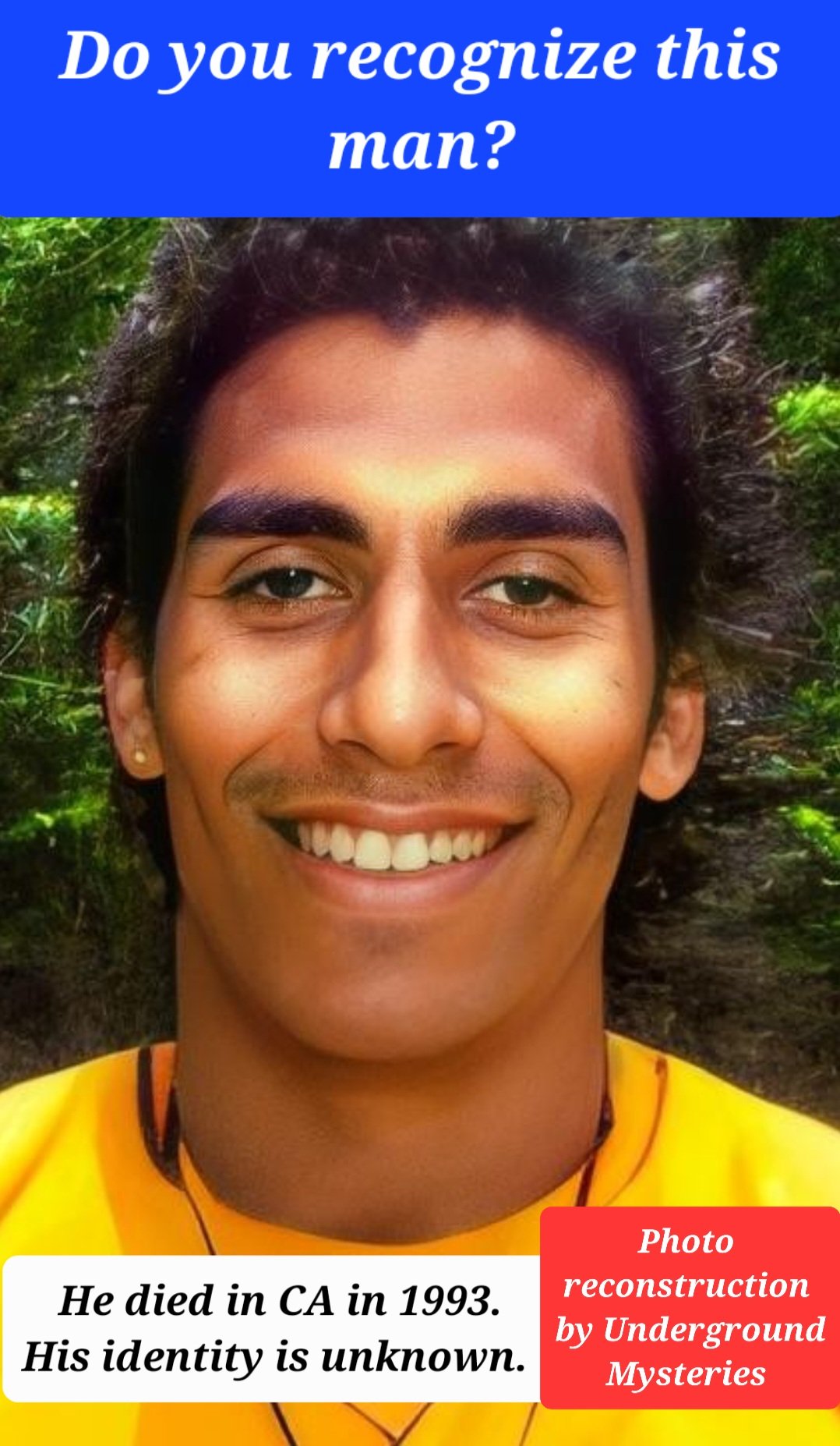Unidentified Hispanic male who passed away in San Diego, California in April 1993